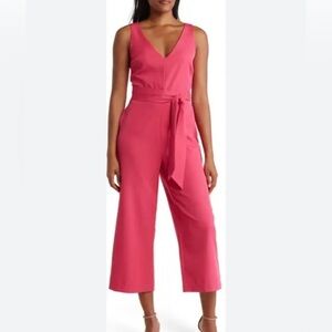 SAM EDELMAN PINK sophisticated career woman sleeveless crop jumpsuit NWT 16